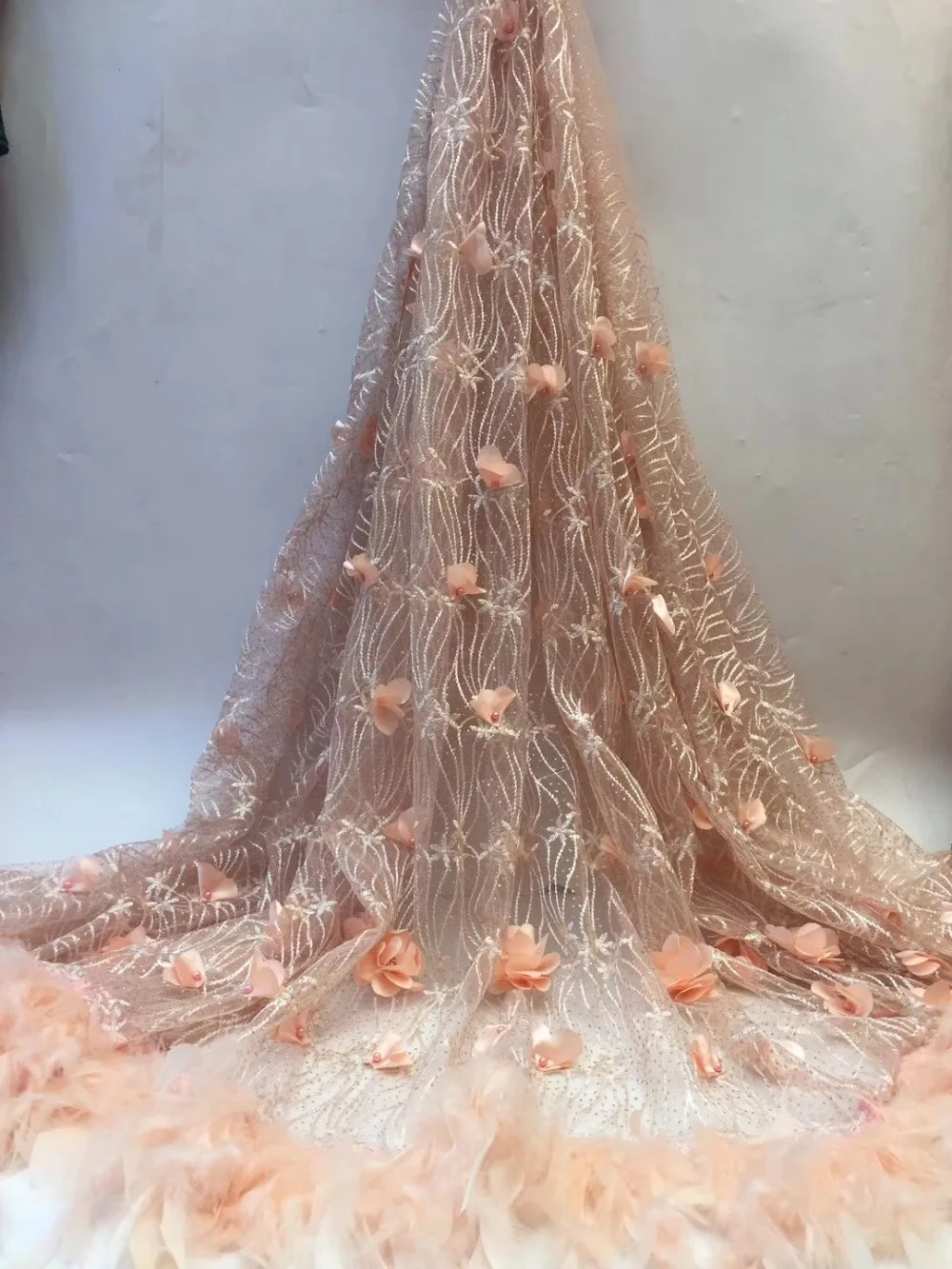 Высококачественная Красивая Тюлевая кружевная ткань 2019 вышитая африканская 3D