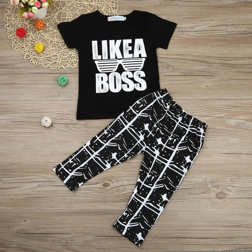2PCS Toddler Kids Infant Baby Boy Letter T shirt Tops Pants Outfits Clothes Set Cute Brand new drop shipping August 8 | Детская одежда
