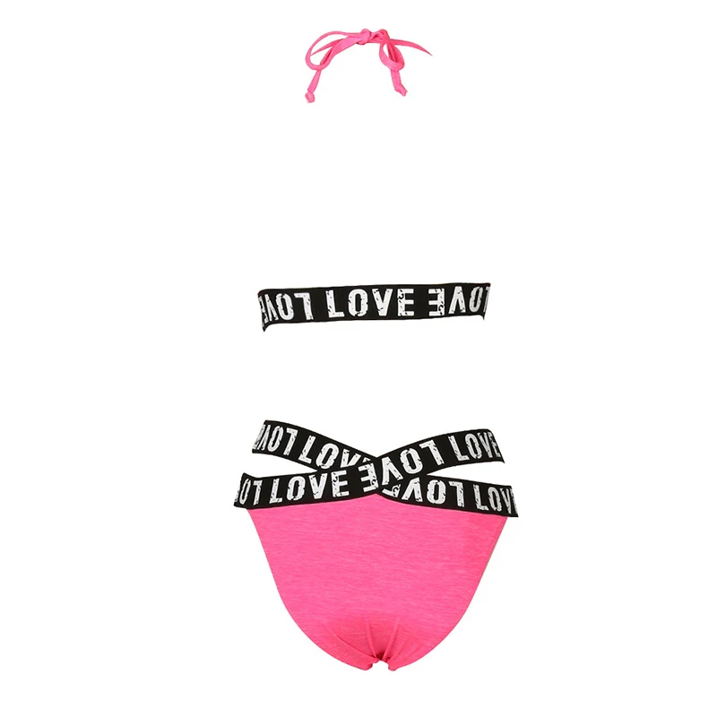 Sexy Pink Alphabet Cross Bikini 2017 Bandage Brazilian Swimsuit Women Padded Swimwear Set Wrap Top Bathing Suits Biquini |