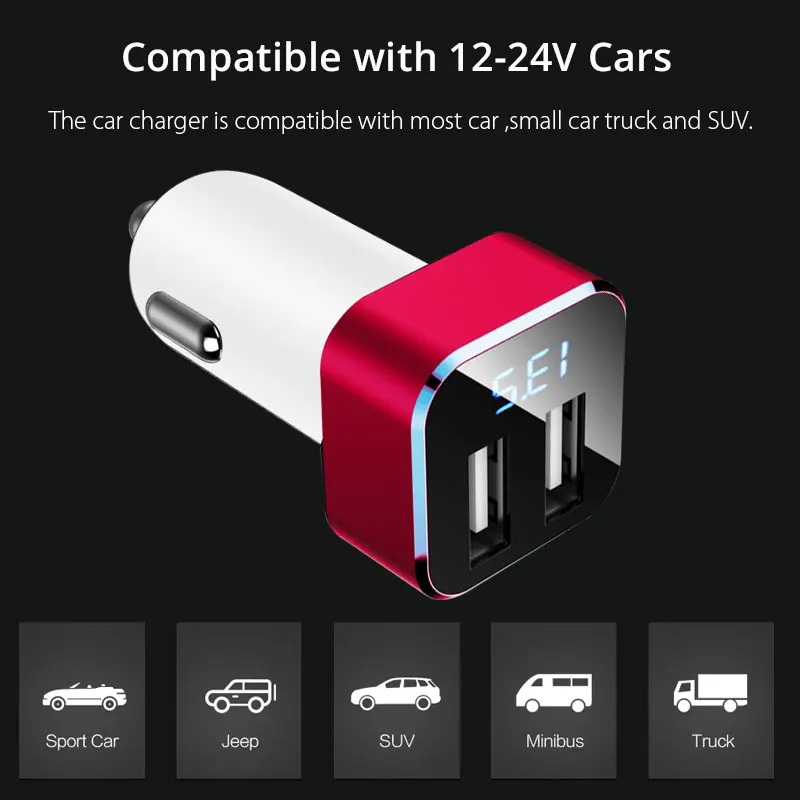 VANJEW C16 Dual USB Автомобильное зарядное устройство 3.1A выход быстрое для мобильного