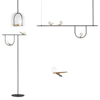 pendant nordic light bird pendant lights creative personality wrought iron restaurant geometric line hanging lamp led fairy lamp