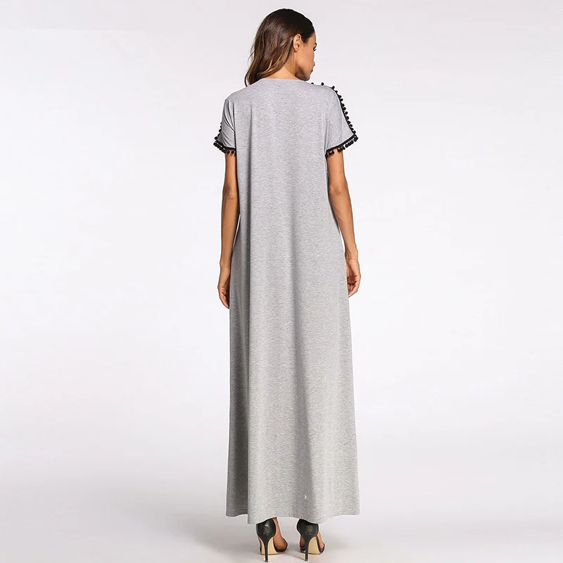 Модные мусульманские платья контрастных цветов лето 2018 женское платье размера