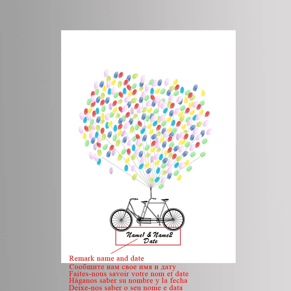 072 Горячая DIY свадебный автомобиль отпечаток пальцев Подпись гость книга вечерние украшения печатные свадебные велосипед дерево холст картины 40*60 см - Цвет: 072