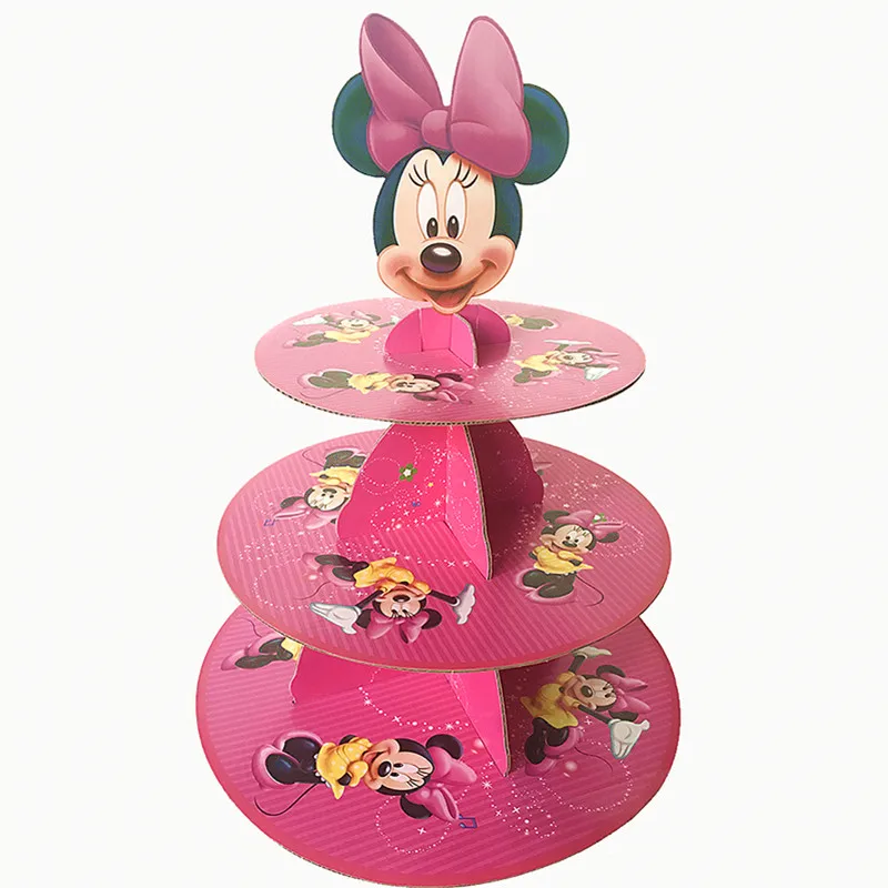 Minnie 1 комплект, 3-ярусный эльф, фея Динь-Динь, украшение для дня рождения, 3 ярусный торт, подставка для душа, принадлежности для детей, подставка для кексов, конфета-бар - Цвет: Minnie