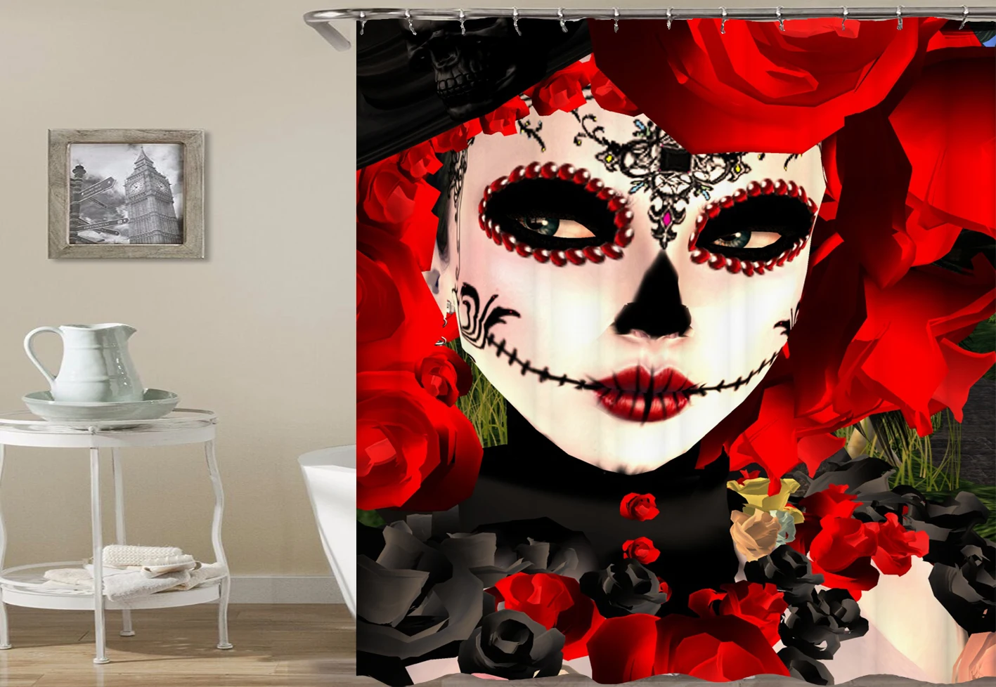 Europe Fashion Longer Horrific Skulls Bathtub Bathroom Shower Curtain Polyester Fabric Waterproof Mildewproof Cortina De Ducha | Дом и сад