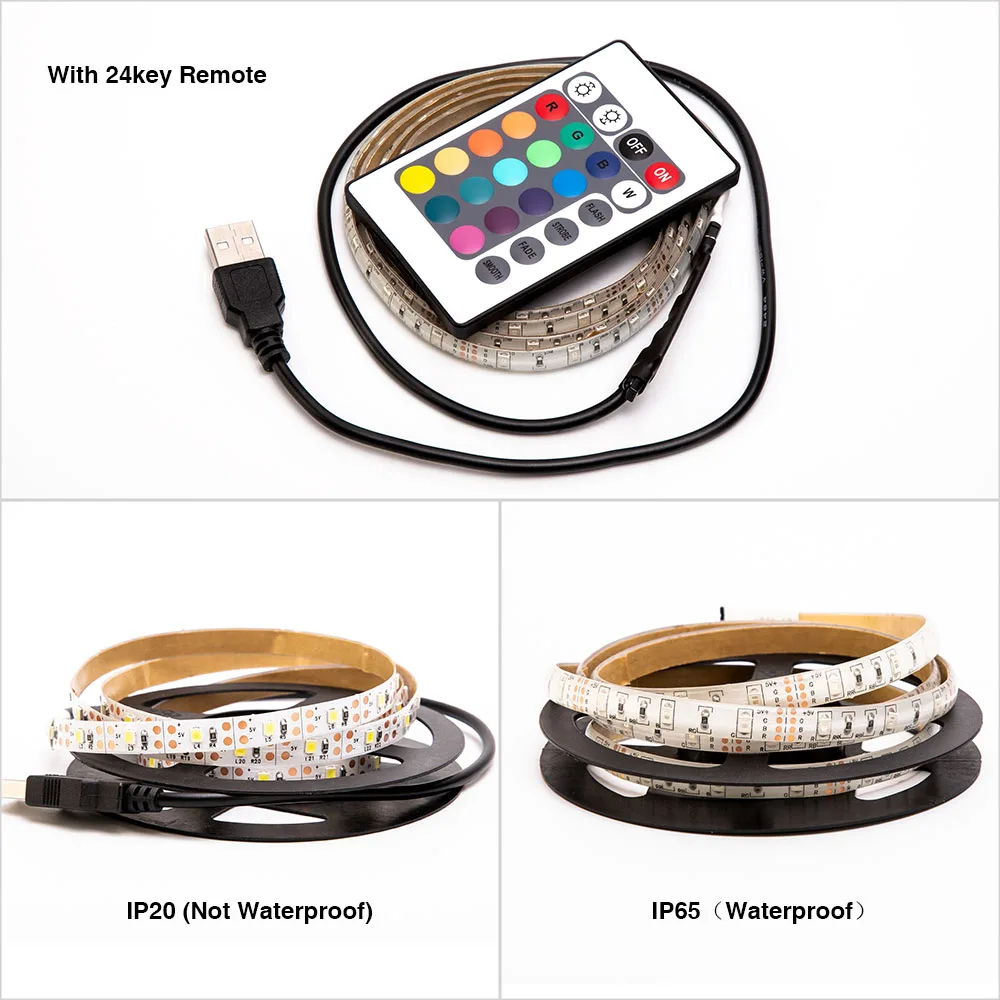 Светодиодный светильник с питанием от USB 5 в постоянного тока RGB лента 2835 SMD 1 м 2 м 3 м 4 м 5 м ТВ Настольный экран тыловая подсветка