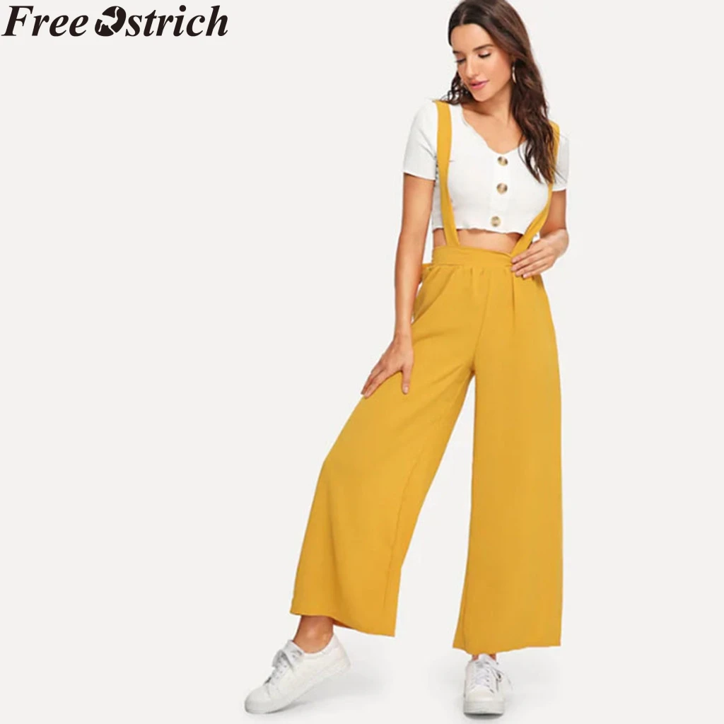 Летний женский комбинезон с широкими штанинами длинный шифоновый Свободный на