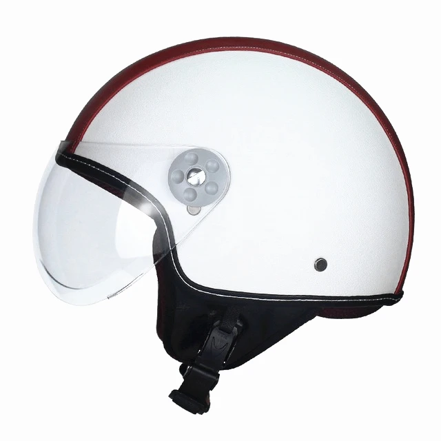 Кожаный винтажный мотоциклетный шлем VOSS в стиле ретро открытый серебряный