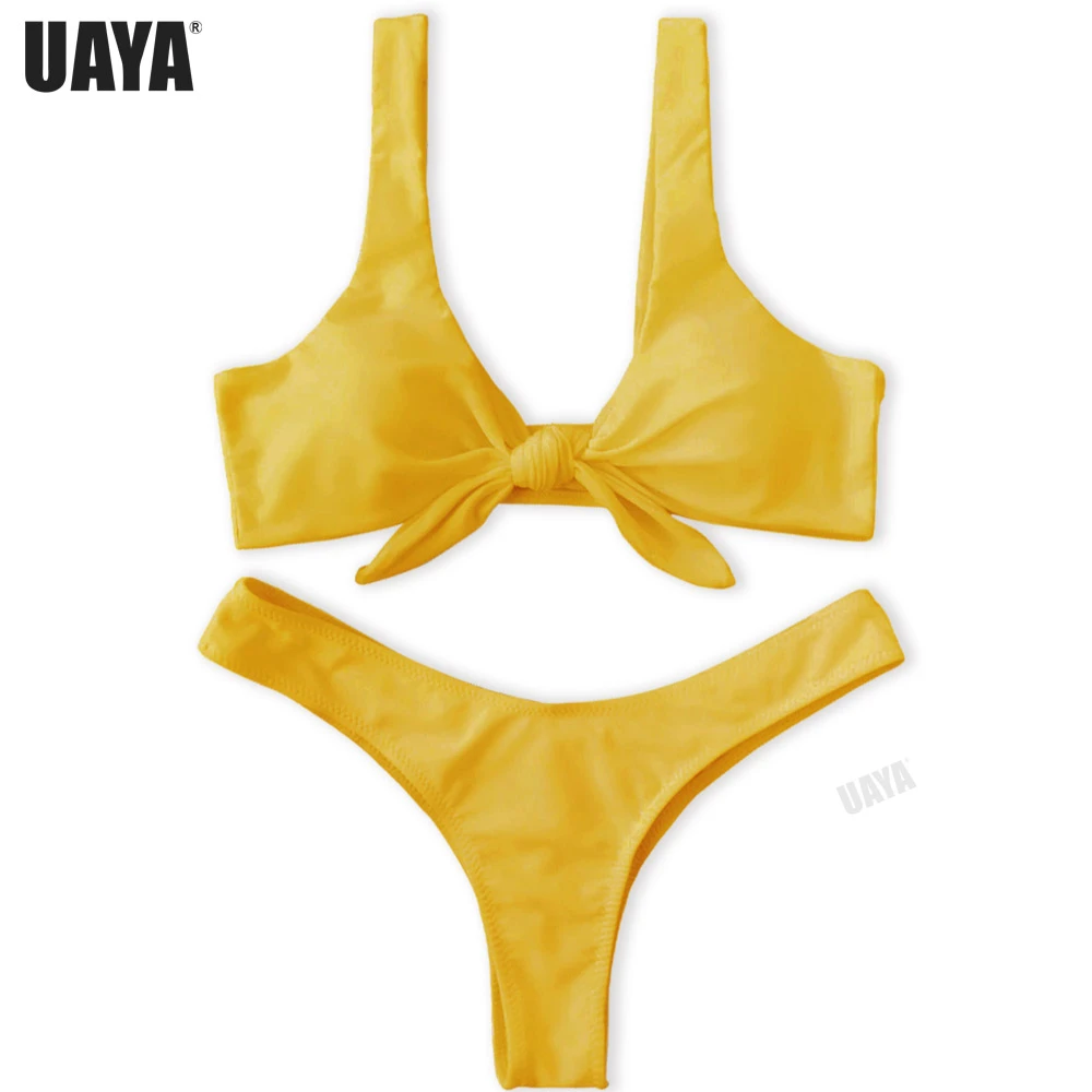 UAYA 2019 7 цветов горячие узлы мягкие стринги бикини сексуальный однотонный