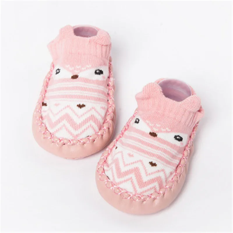 Pink Г. Модные детские носочки с резиновой подошвой, носки для младенцев осенне-зимние детские носки-тапочки для новорожденных нескользящие носки с мягкой подошвой - Цвет: Pink