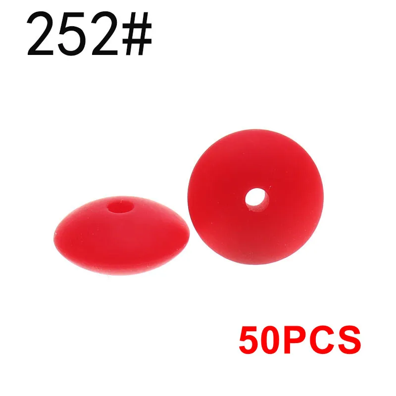 252 Red Abacus чечевица бусины 50 шт. 12*6 мм силиконовые плоские ромбовидные бусины Детские Прорезыватели ожерелье цепь кулон аксессуары Bpa бесплатно - Цвет: 252 Red
