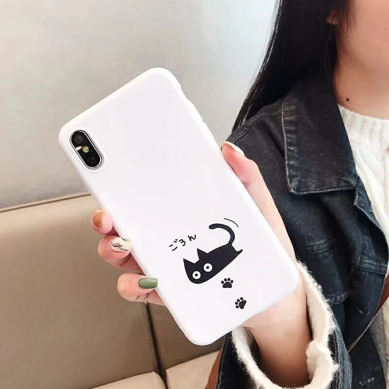 GYKZ милый чехол для телефона с рисунком кота iPhone 7 X XS MAX XR 6 6s 8 Plus Матовая Мягкая