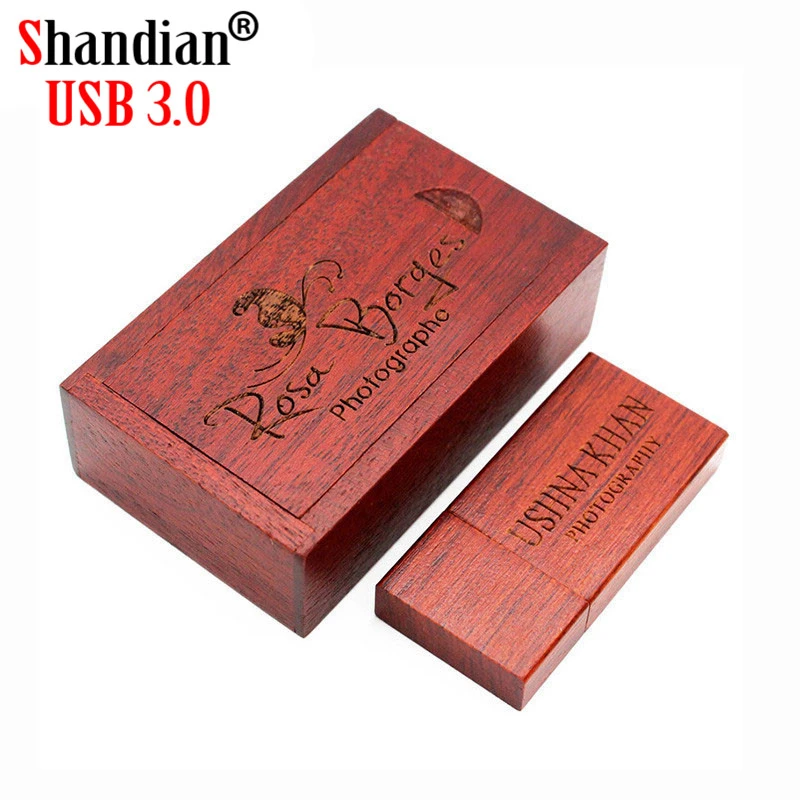 SHANDIAN USB 3,0 логотип клиента деревянный блок USB флэш-накопитель красного дерева Флешка 4 ГБ 8 ГБ 16 ГБ 32 ГБ 64 Гб карта памяти u-диск подарок