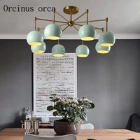 nordic modern minimalist candy colored chandeliers living room bedroom restaurant fashion creative led ceiling lamp