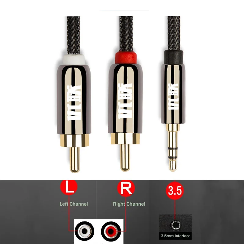 3 5 мм разъем на 2RCA кабель для компьютера телефона аудио AUX домашнего кинотеатра