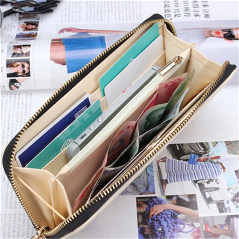 Женский Длинный кошелек с мультяшным котом милый на молнии отделением для карт