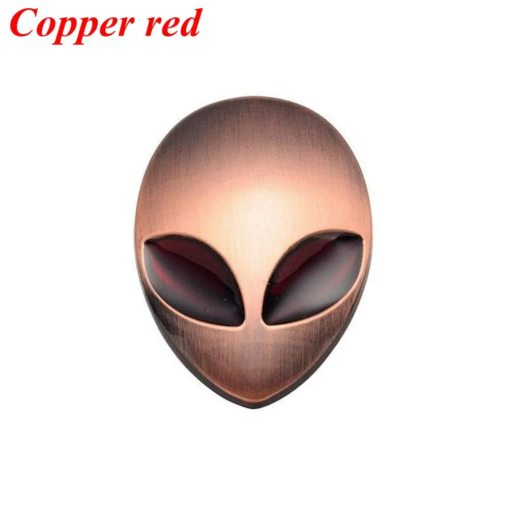 copper red Полностью металлическая 3D наклейка Alienware, голова инопланетянина, авто Логотип, виниловый значок, автомобильные наклейки, графическая, высокое качество, автомобильный стиль - Название цвета: copper red