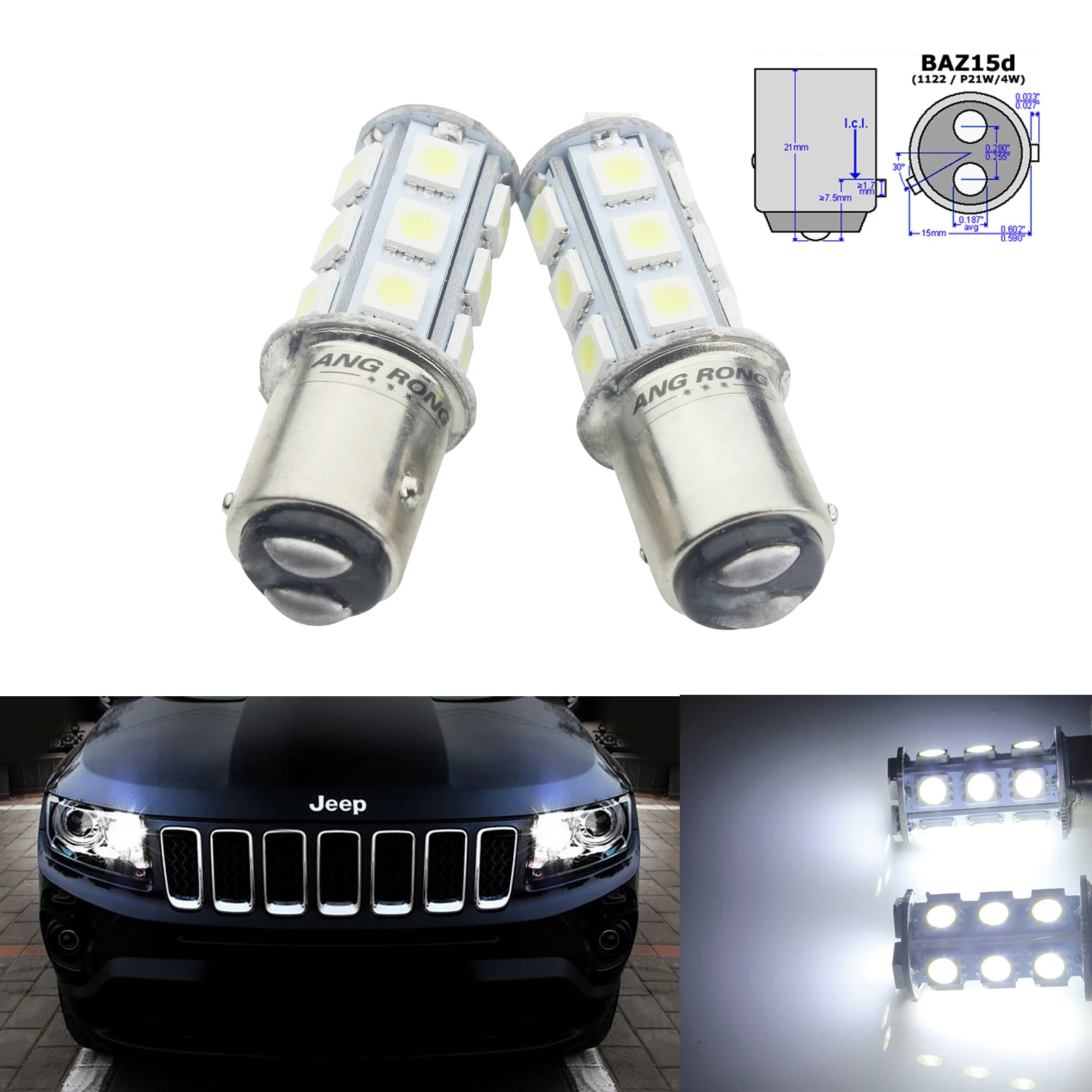 ANGRONG 2x белая 566 P21/4W BAZ15d 18 SMD СВЕТОДИОДНЫЙ задняя противотуманная стоп светильник