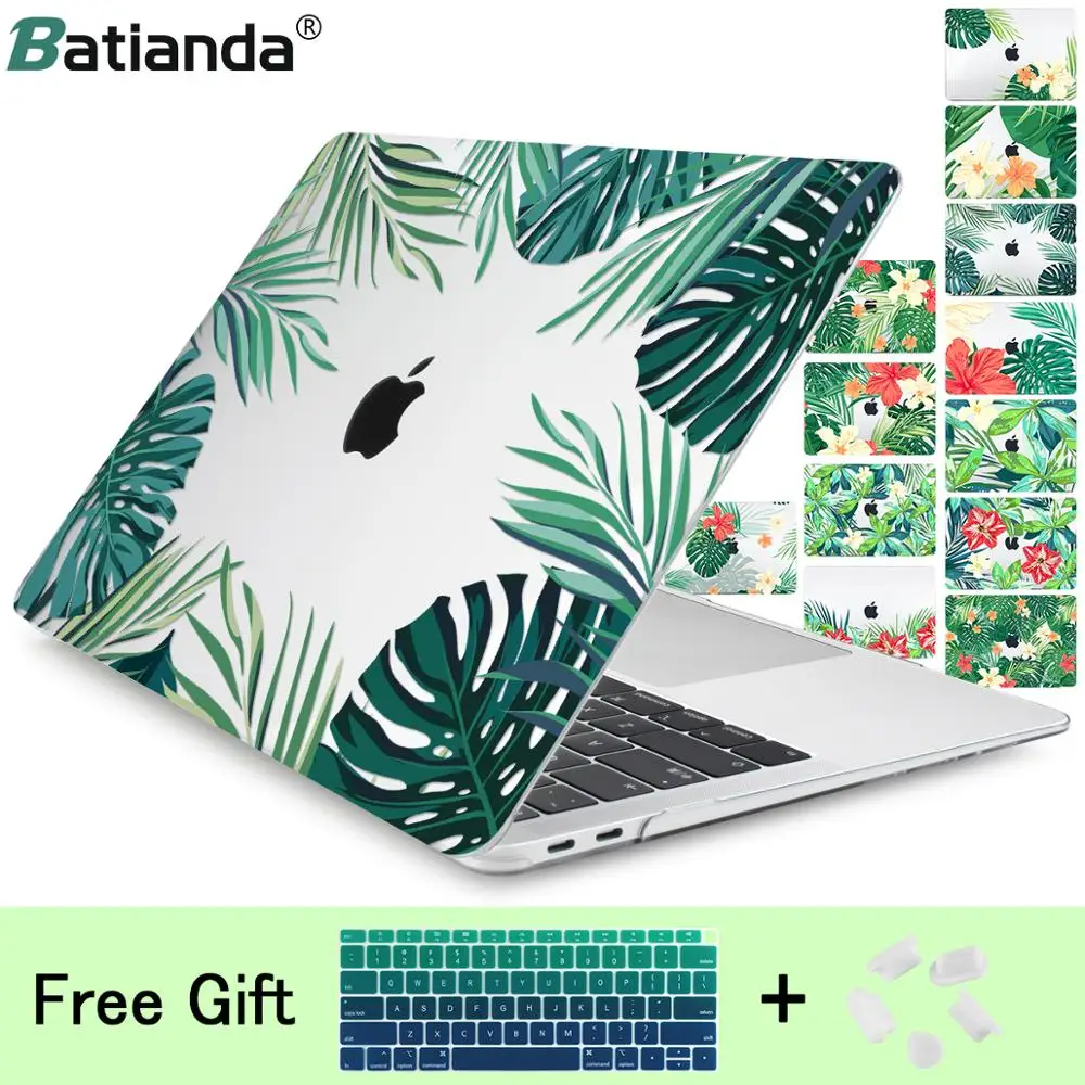 Пластиковый чехол с зелеными листьями и красивыми лепестками для Macbook Air 11 12 13 A1932 Pro 13 15 16 дюймов Touch Bar A2141