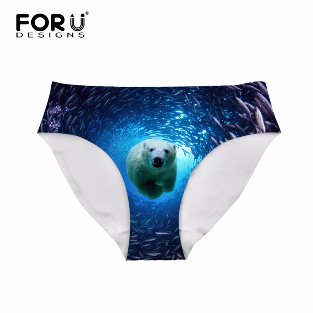 FORUDESIGNS/сексуальное нижнее белье женские бесшовные трусики 3D Животные белый
