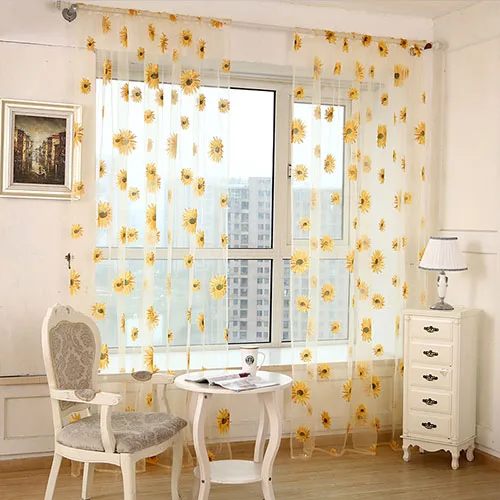 yellow Отвесные занавески с цветочным принтом для гостиной, кухни, тюль, отвесная панель, занавески на окно, вуаль, занавески для спальни - Цвет: yellow