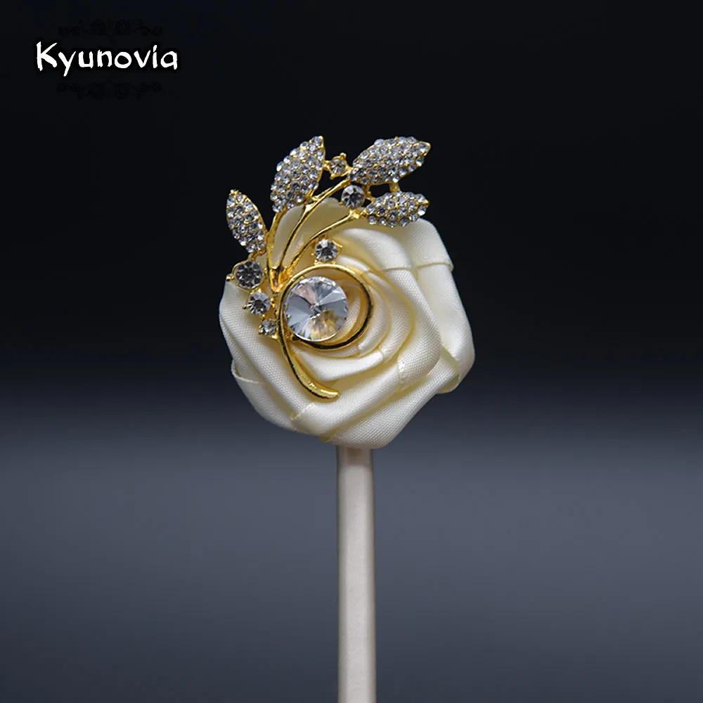 Женская бутоньерка с бутоньеркой Kyunovia свадебная кристаллами для жениха