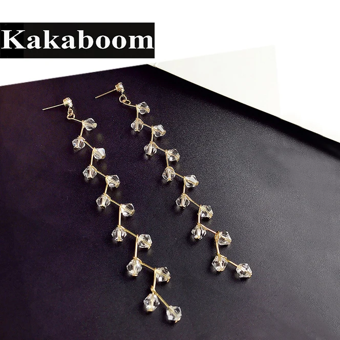 Kakaboom кристалл Длинная кисточка Висячие серьги для банкета вечерние свадебные