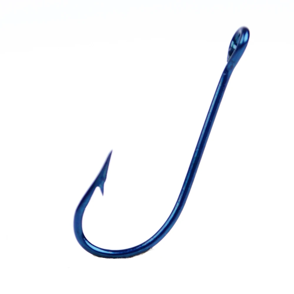 

FISH KING 50PCS Stainless Steel Barbed Fishing Hook With Ring 2320 10#-20# Blue Big Eye Single Hooks Jig Sea Fishing Tackle
