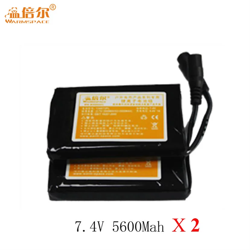 7.4V 5600mah Warmspace поддерживающая батарея для нагреваемых перчаток с подогревом Стелька носок для лыжного спорта перезаряжаемые перчатки с электрическим подогревом зимние теплые перчатки - Цвет: 7.4V 5600mah