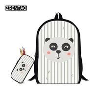 zrentao new fashion bags for school children boys girls daily backpack cartoon cute panda backpack with pencil bags bookbags