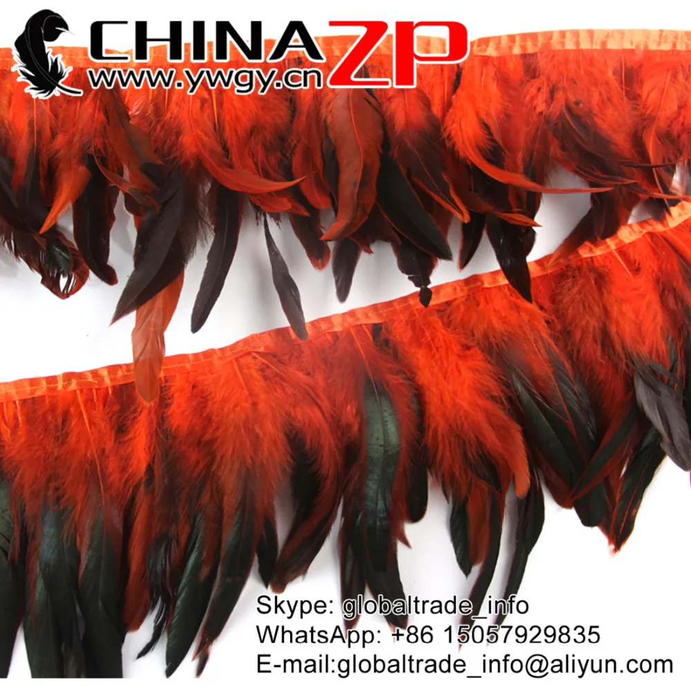

4 to 6 inch Wholesale in CHINAZP Factory 10Yards/lot Unique Dyed Orange Red Chinchilla Rooster Feathers Trim
