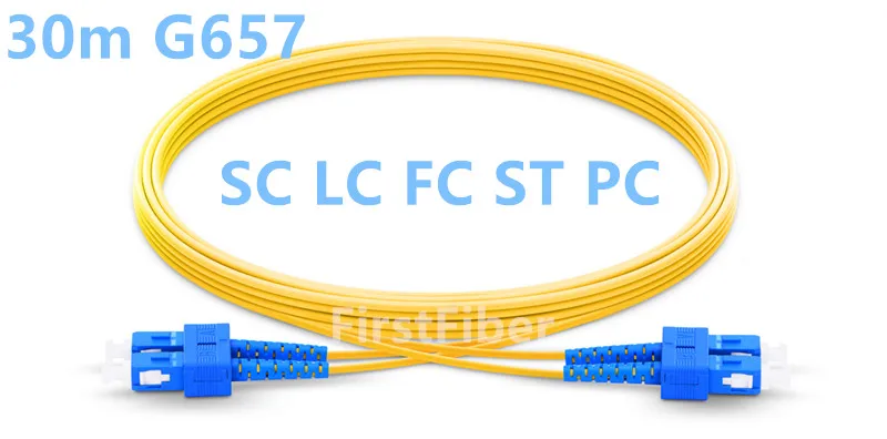 30 м SC LC FC ST PC UPC патч-кабель 2-жильный дуплексный волоконный джемпер G657A патч-корд 2 0