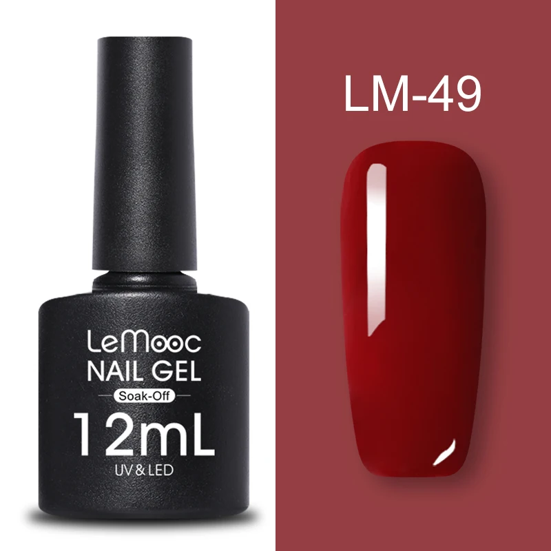 LM-49 LEMOOC, 12 мл, Гель-лак для ногтей, гибридный лак, все для маникюра, блеск для ногтей, верхнее Базовое покрытие, UV Vernis, Полупостоянный лак для ногтей - Цвет: LM-49
