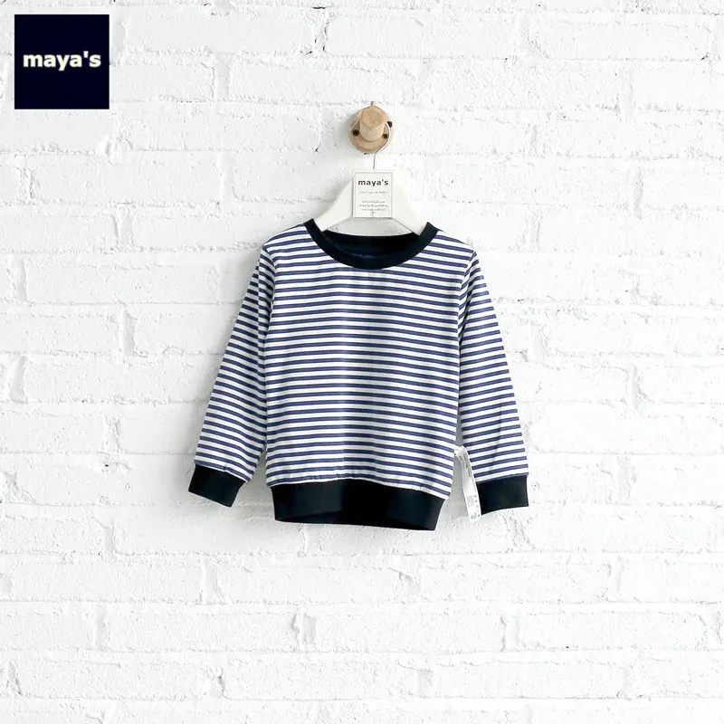 Mayas/хлопковая повседневная детская рубашка в полоску Мягкая дышащая одежда с