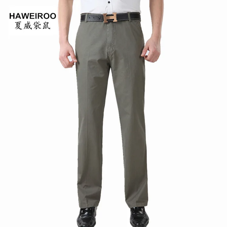 2017 мужские брюки среднего возраста повседневные прямые свободные хлопковые с
