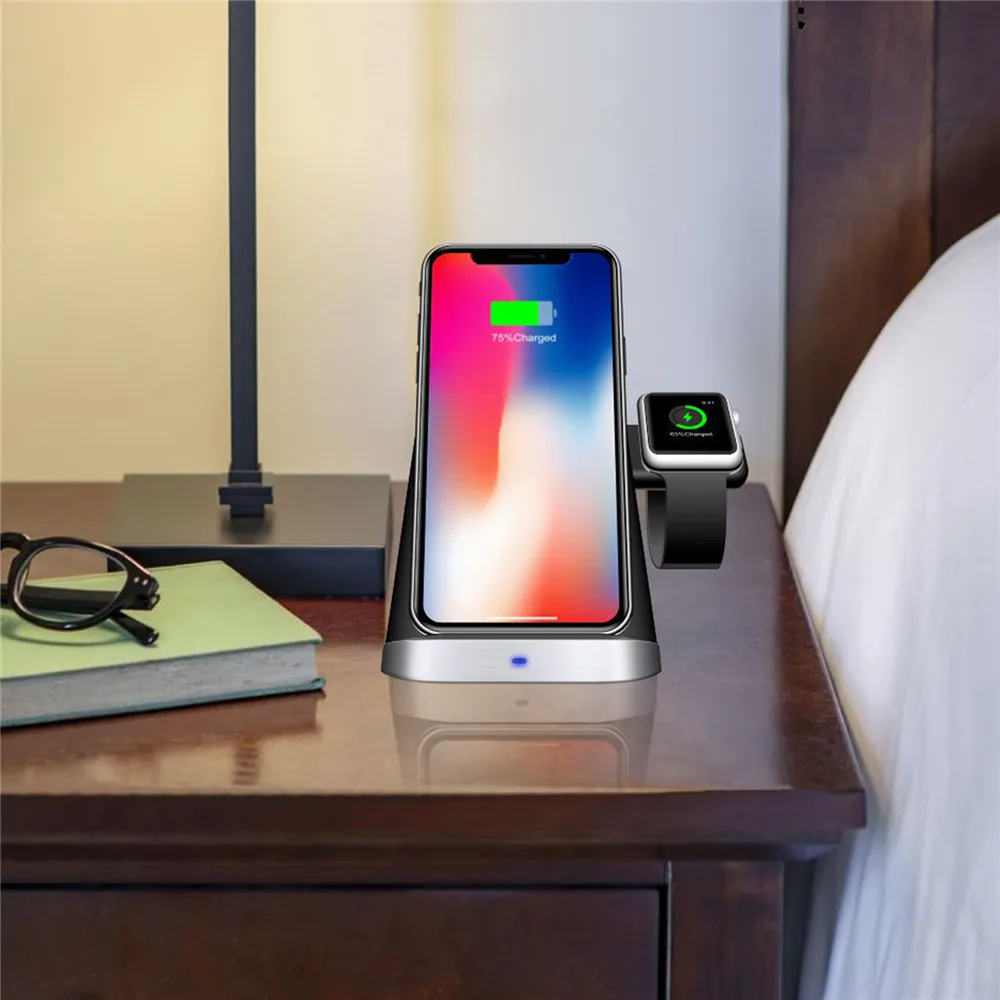 Беспроводное зарядное устройство 3 в 1 для iPhone и Apple Watch AirPods/Samsung универсальное