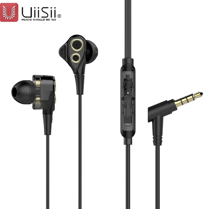 

UiiSii Super Bass In Ear Earphones 2DD+1BA+Quad-core HiFi HI-RES 1.2M Game Headset with Volume Adjustment For Android/Iphone