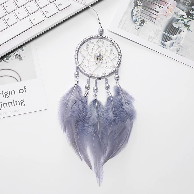 Mini 34cm Tassel Catching Monternet Creative Feathers Wind Chimes Decoration Pendant Car Wall Hanging Dream Catcher Home Crafts