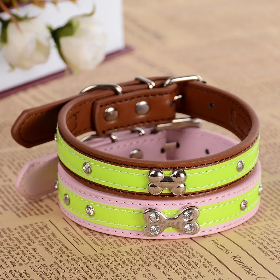 ошейники для собак все Bling Pet Ошейник Diamante Шипованная Кожа PU Регулируемая пряжка