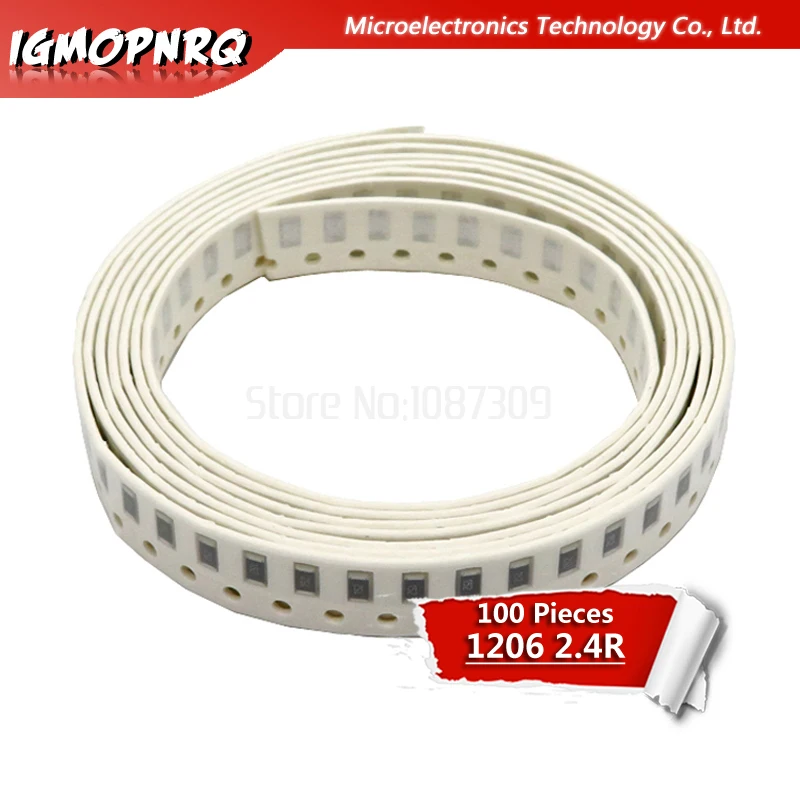 100 шт. 1206 SMD резистор 5% 2 4 Ом чиповый 0 25 Вт 1/4 2.4R 2R4 | Электронные компоненты и