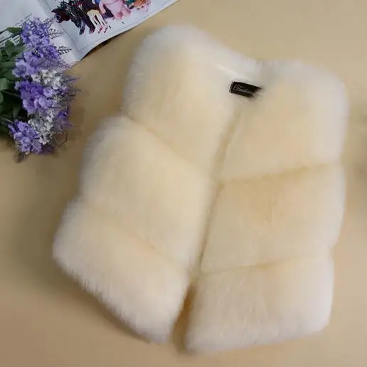 Высокое качество! Жилет с искусственным лисьим мехом для девочек детские зимние