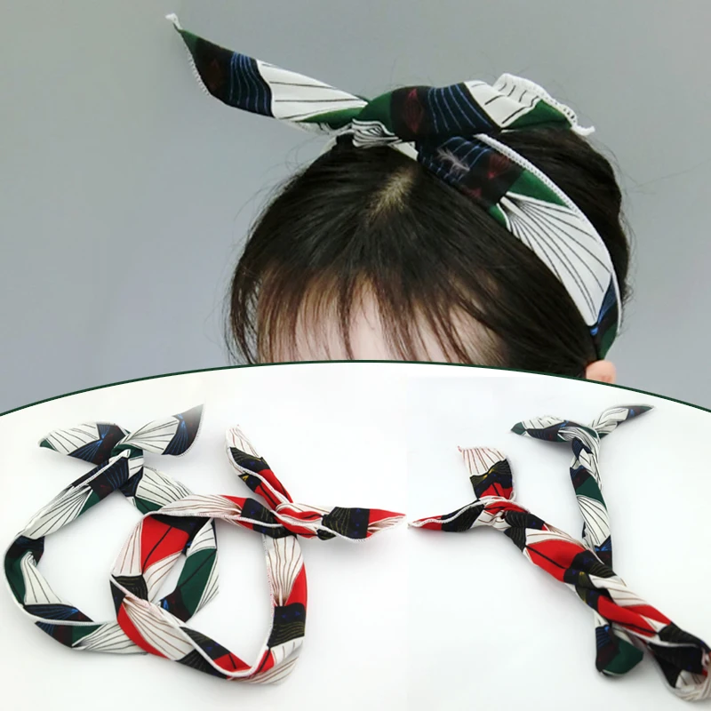 

NEW Bow Bunny Ears Hairband Korean Fashion Creative Leaf Pattern Design Soft Kawaii Headband Charm Girl Hair Accessories