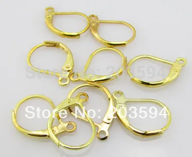 

500pcs/lot Copper Handmade France Gold Plated Hook Earrings Clip Lever Back Ear Wires Jewelry Finding 16mm