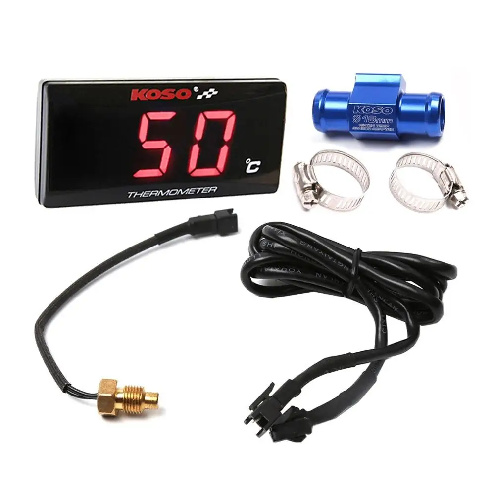 Red Light 18mm Blue SMOK универсальный мотоцикл термометр инструменты Температура воды температура цифровой дисплей метр Датчик сенсор адаптер для KOSO - Цвет: Red Light 18mm Blue