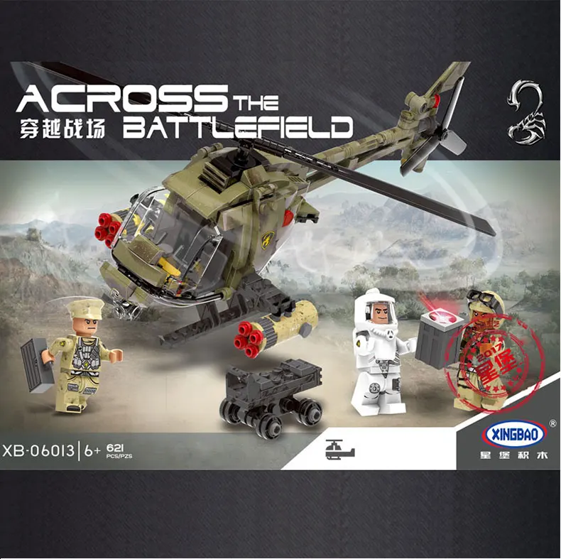 XINGBAO 06013 настоящий 621 шт военные серии Les Combats Helicoptere Ensemble Blocs de Construction Briques Drole De