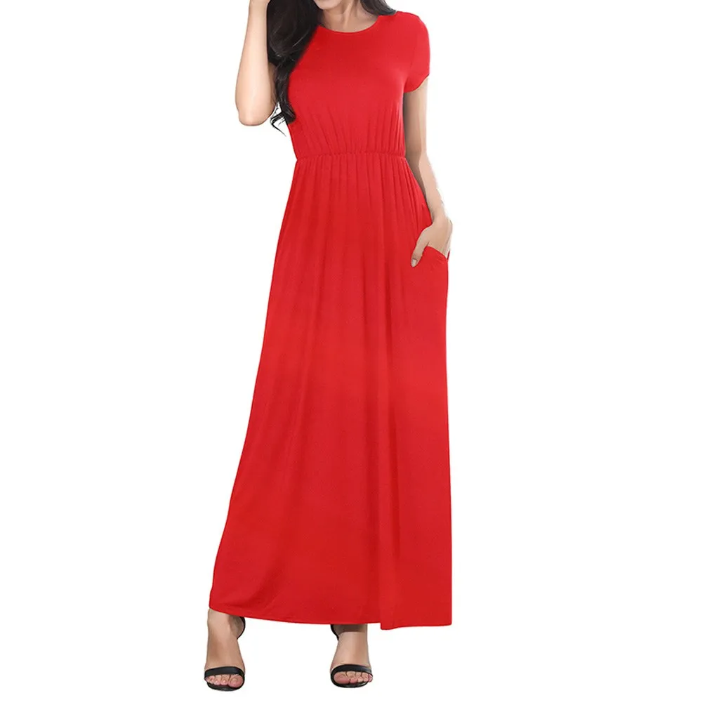 Женское повседневное длинное платье с v образным вырезом свободное летнее Макси