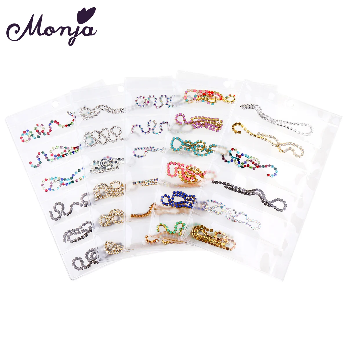 Monja 1 упаковка стразы смешанных цветов для дизайна ногтей металлическая