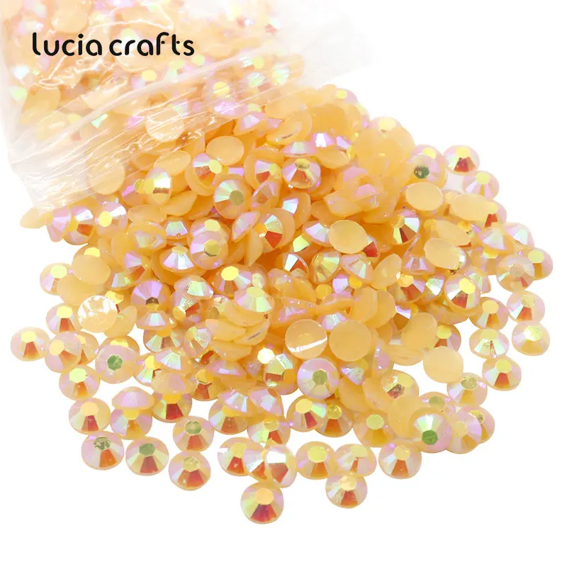 Jelly Champagne AB Lucia crafts 500 шт 5 мм Разноцветные AB плоские с оборота полимерные Стразы DIY мобильный телефон дизайн ногтей G0308 - Цвет: Jelly Champagne AB