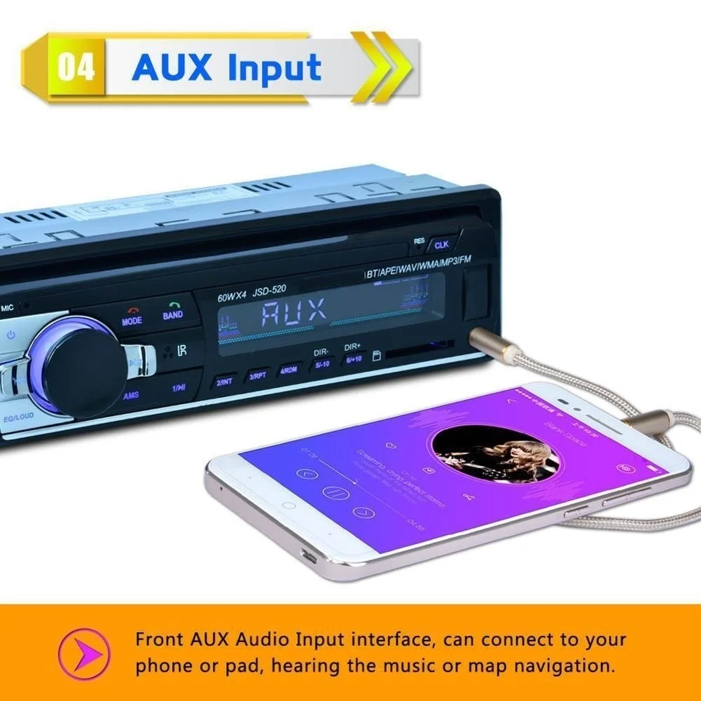 1DIN Автомобильный MP3 плеер FM радио в тире Bluetooth USB/TF WMA w/пульт дистанционного