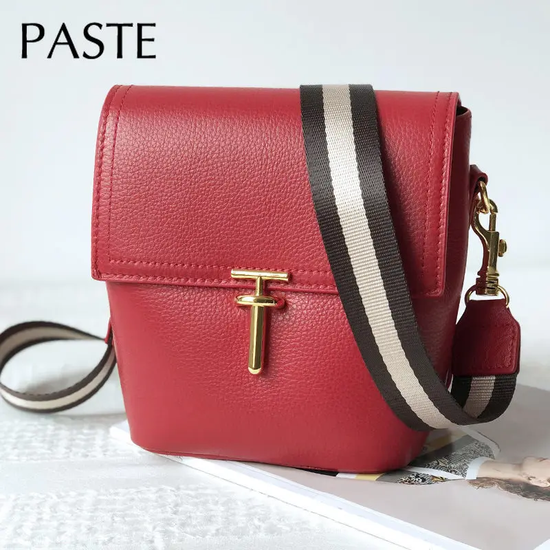 Женская винтажная сумка в форме ведра Bloger маленькая - мессенджер из натуральной